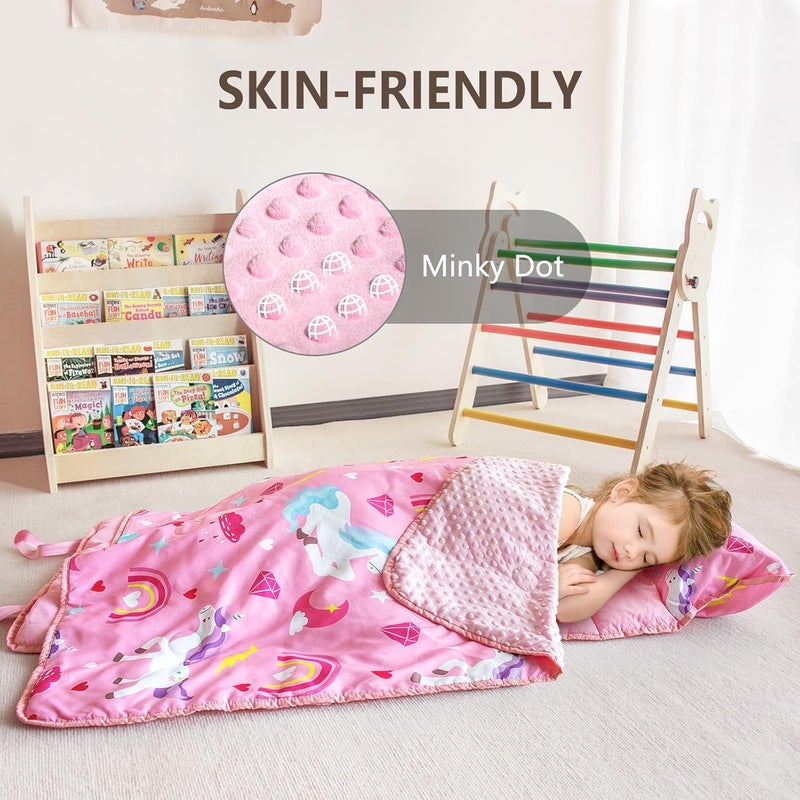 PRIMLECT Toddler Nap Mat with Removable Pillow and Fleece Blanket, Extra Large 55''x35'' Sleeping Bag, Washable, Light, Easy to Roll up, Perfect for Daycare, Preschool, Kindergarten, Travel - Image 5